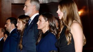 La Familia Real en el palco de honor del Auditorio Príncipe Felipe de Oviedo.