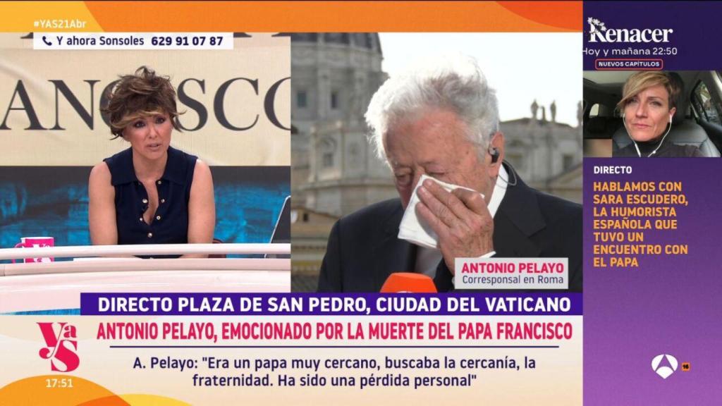 Antonio Pelayo rompe a llorar desde El Vaticano en su conexión con Sonsoles Ónega.