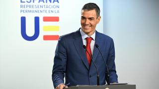 Pedro Sánchez este jueves en rueda de prensa en Bruselas.