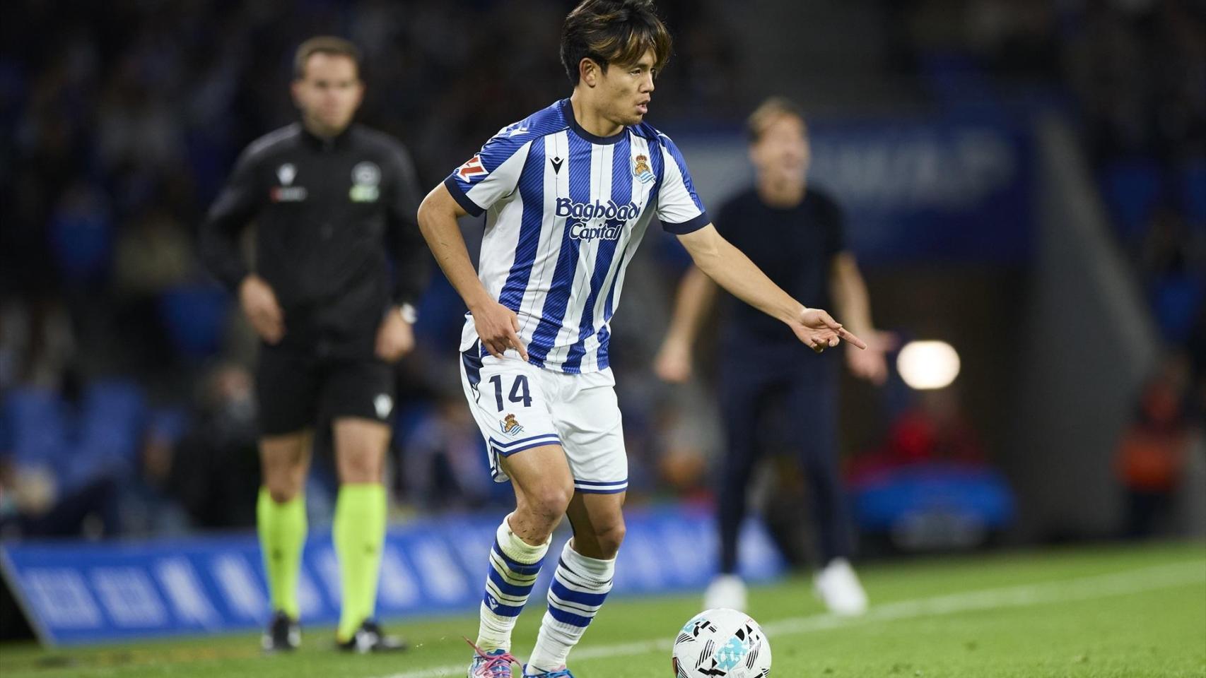 Takefusa Kubo, durante un partido de la Real Sociedad