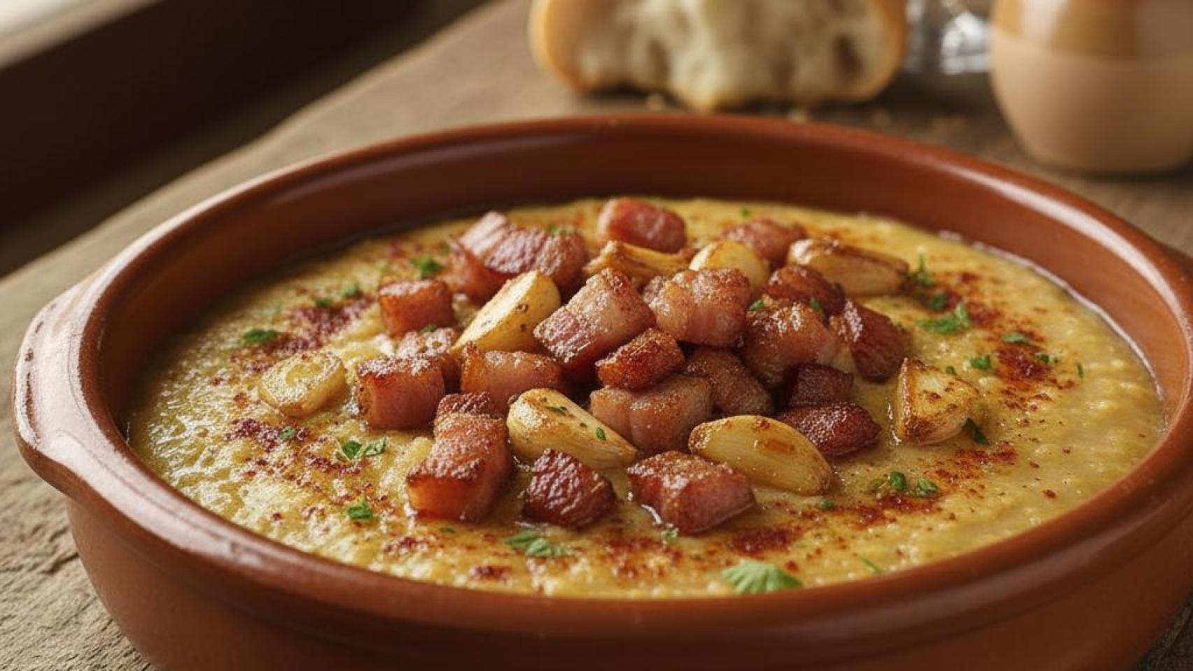 Imagen de unas gachas manchegas creada por IA.