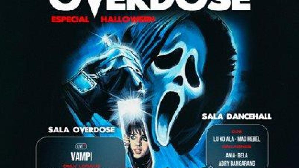 Cartel de la fiesta de la sala Masterclub Overdose Halloween