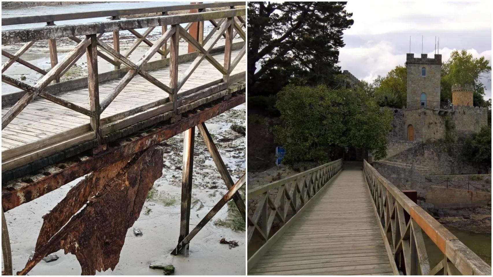 Imagen actual de la pasarela, con un desgaste evidente.