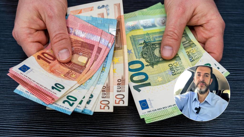 El abogado Manuel Requena y varios billetes de euro.