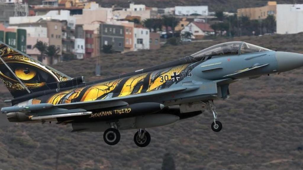 Un caza Eurofighter alemán, durante el ejercicio Ocean Sky.