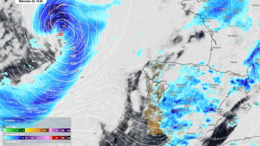 La borrasca que se formaría en la última semana de octubre. Meteored.