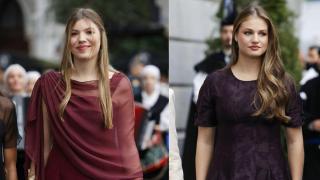 Leonor y Sofía deslumbran en los  Premios Princesa de Asturias: vestido 'lady' frente a vanguardia con transparencias