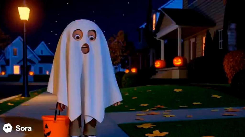 Un niño vestido de fantasma para Halloween por Sora