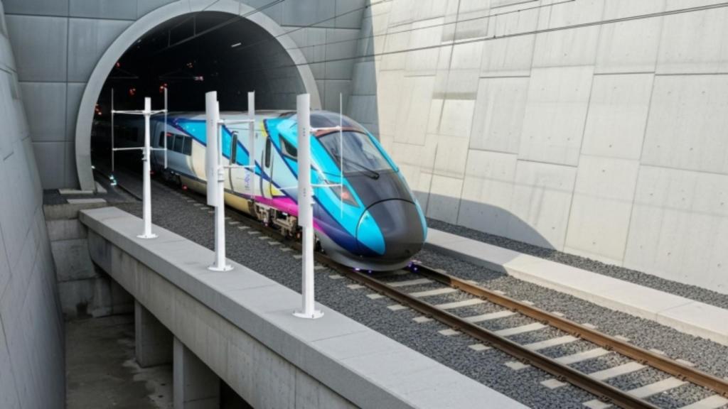 Concepto de las turbinas en un túnel ferroviario.