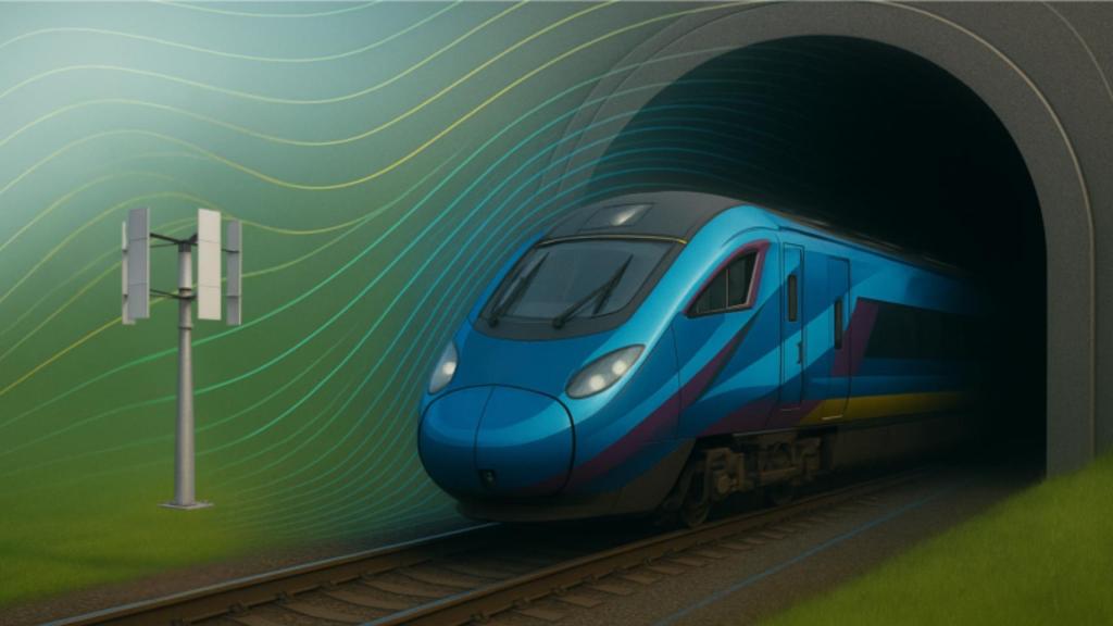 Concepto de una turbina en un túnel ferroviario.