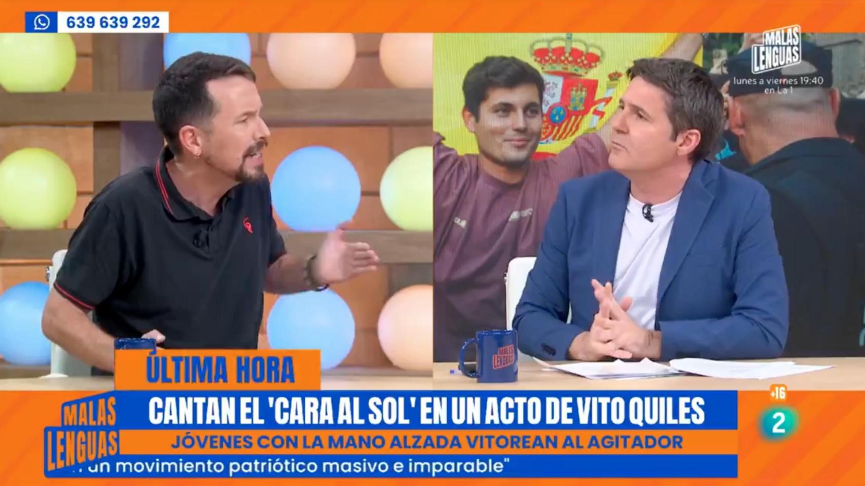 Pablo Iglesias y Jesús Cintora en 'Malas lenguas'.