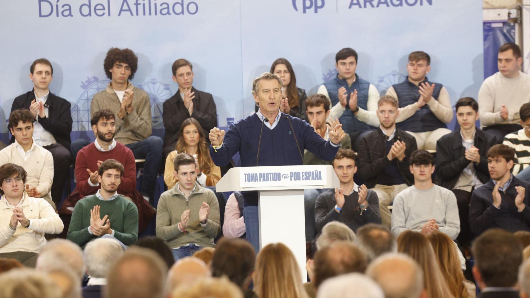 Feijóo, este sábado en Zaragoza.