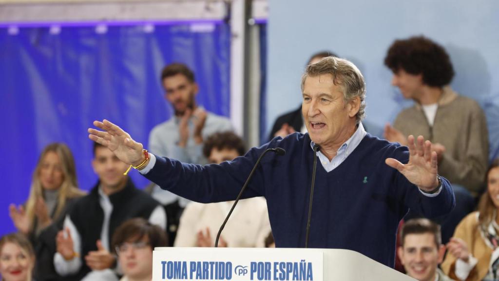 El líder del PP, Alberto Núñez Feijóo, este sábado durante un acto celebrado en Zaragoza.