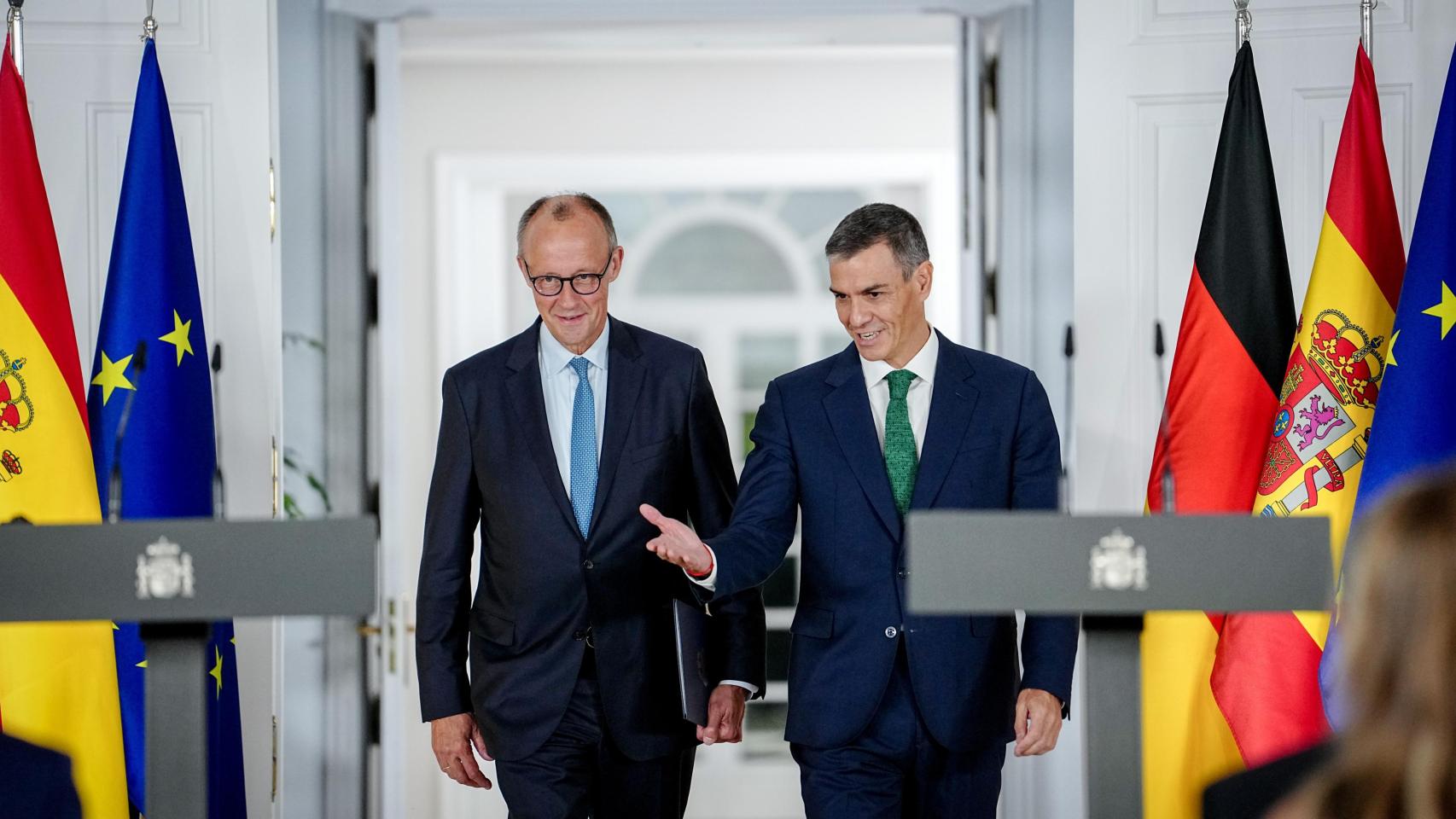 El canciller alemnán Friedrich Merz y el presidente español Pedro Sánchez, en un reciente encuentro.