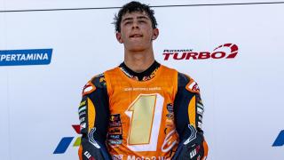 José Antonio Rueda, en el podio del GP de Indonesia.
