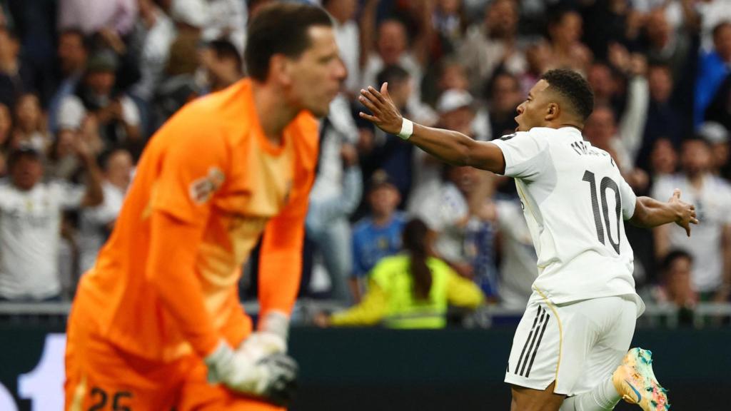 Mbappé celebrando su gol en El Clásico