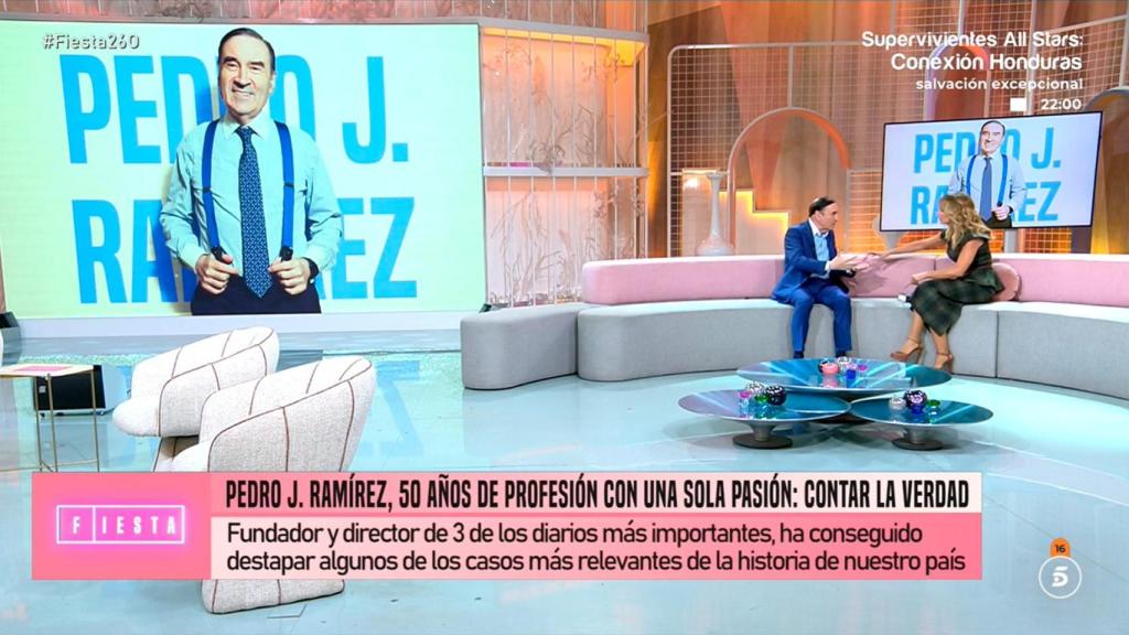 Pedro J. Ramírez y Emma García, este domingo en el programa 'Fiesta' de TeleCinco.