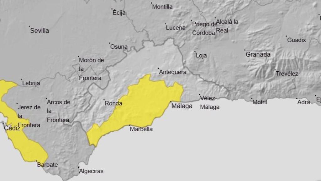 El mapa de avisos de la Aemet de este lunes.