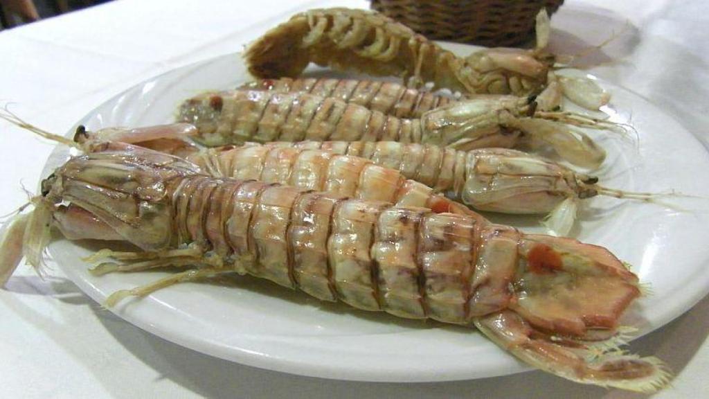 Las galeras cocidas del restaurante El Pescaíto.