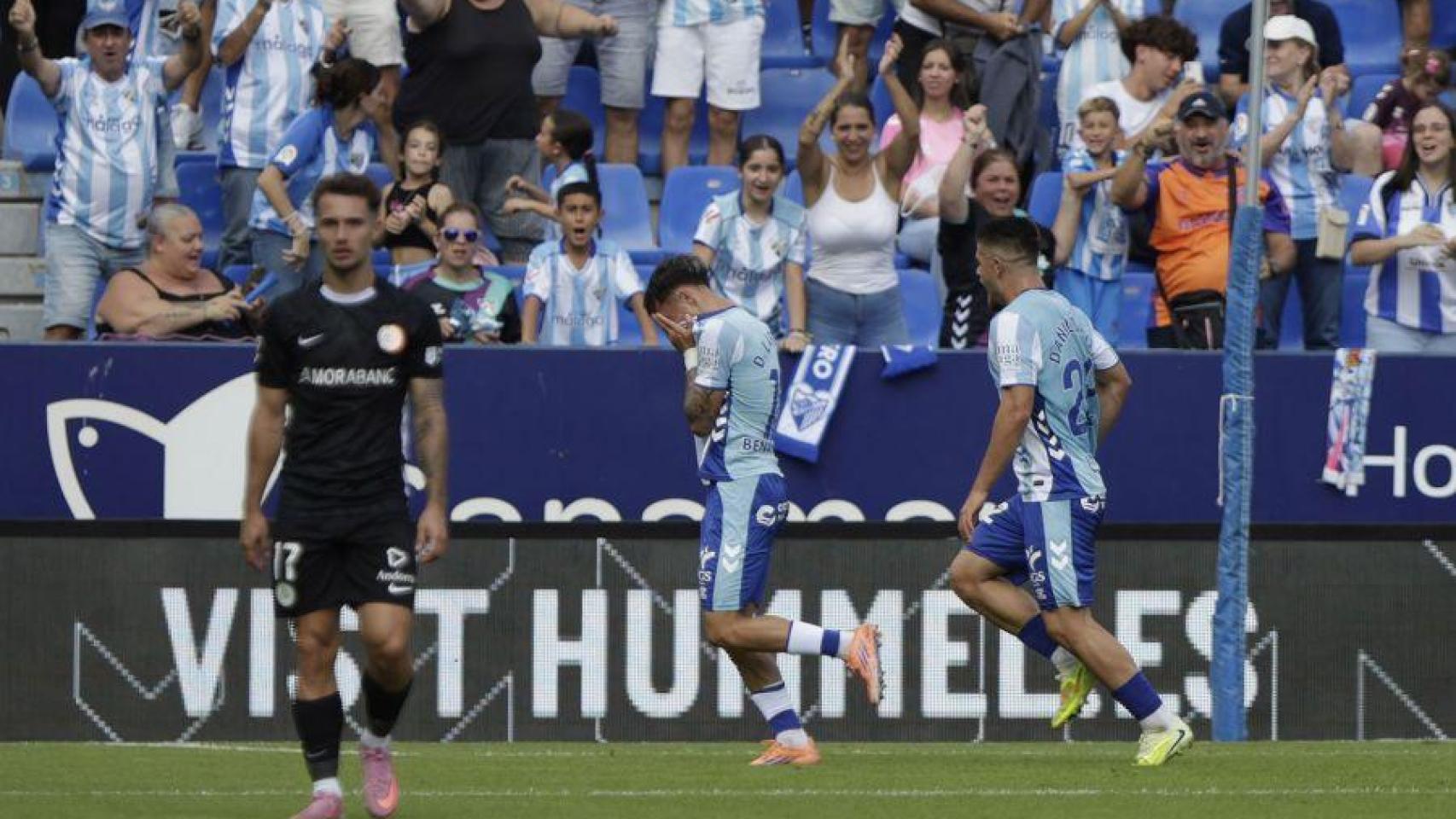 David Larrubia celebra su gol contra el Andorra.