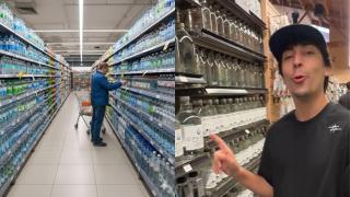 Imagen generada por IA de un supermercado y de Nil Ojeda.