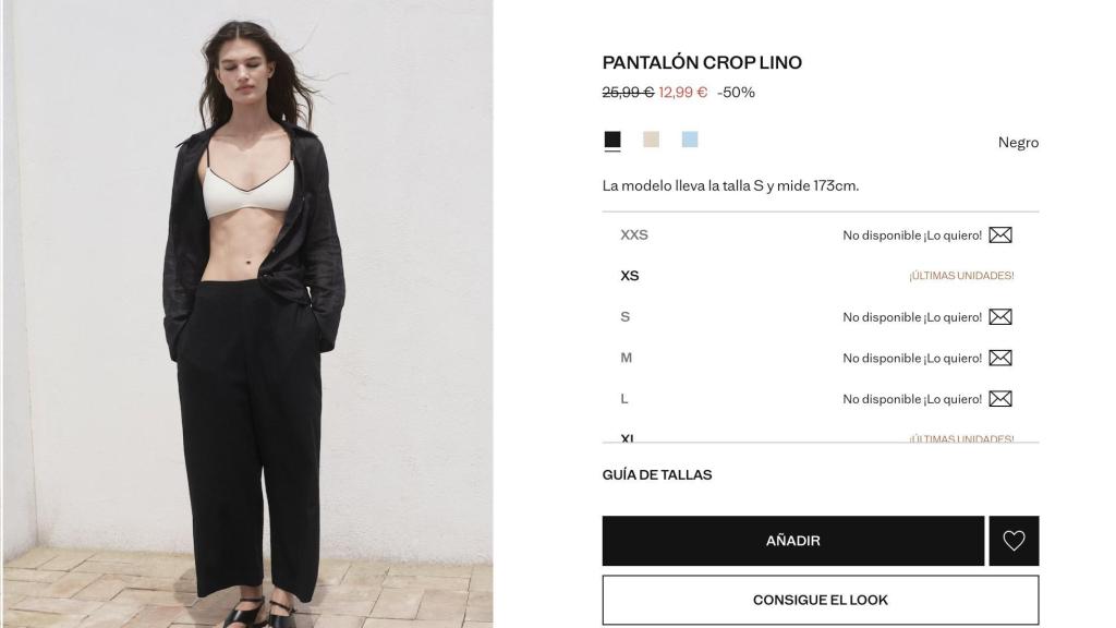 Pantalón crop lino. REF. 17081253