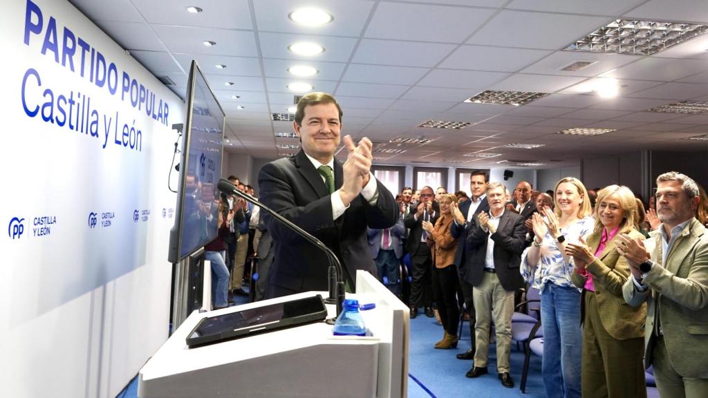 El presidente de la Junta y del PP de Castilla y León, Alfonso Fernández Mañueco, durante clausura la Junta Directiva Autonómica del partido, este lunes