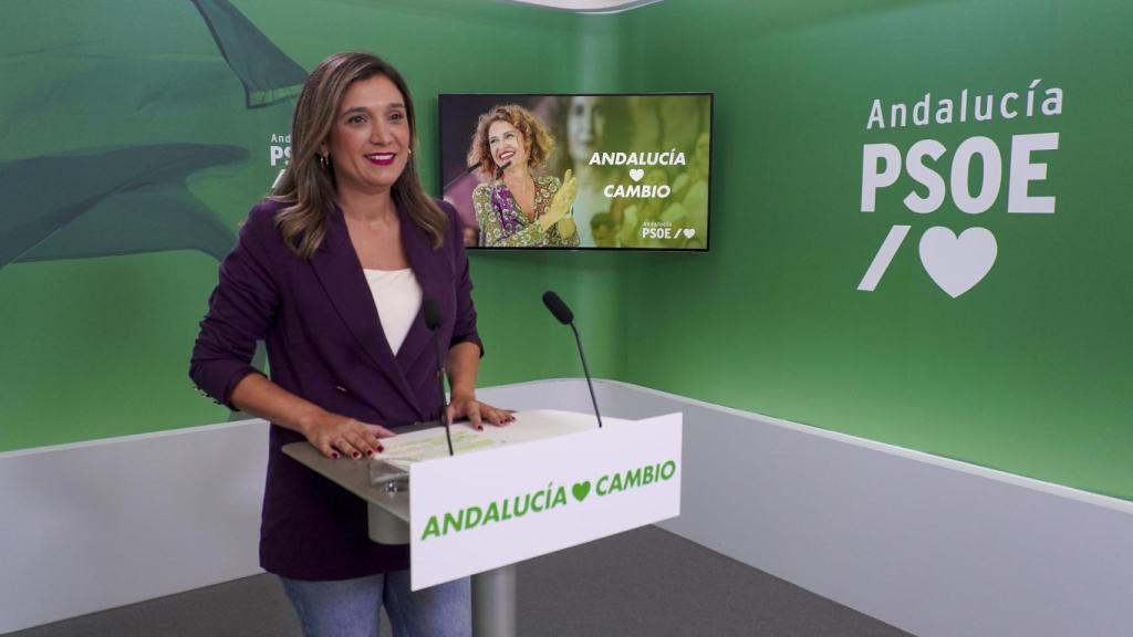 María Márquez, este lunes en la sede del PSOE de Andalucía en Sevilla.