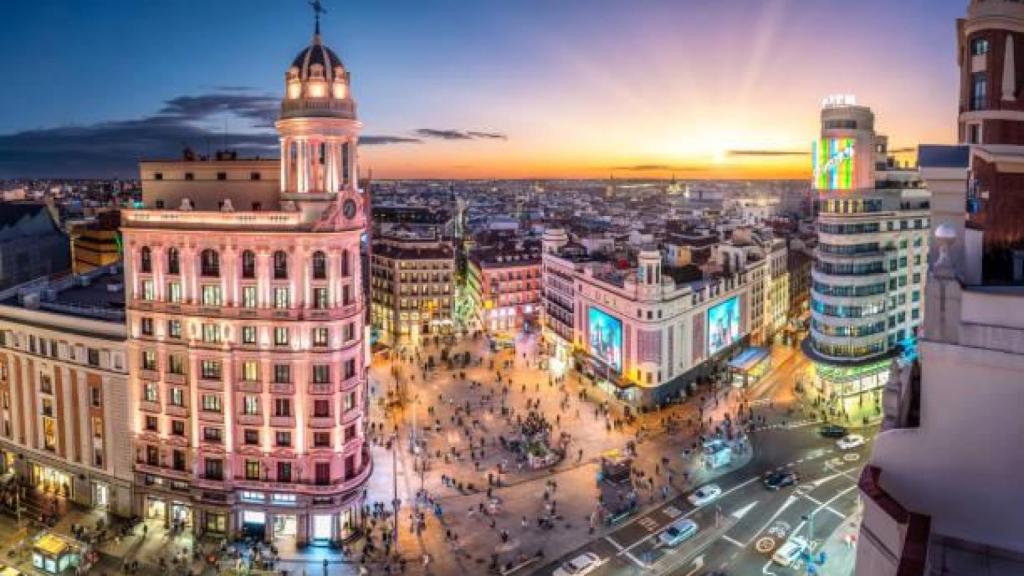 Vista aérea de la plaza de Callao en Madrid.