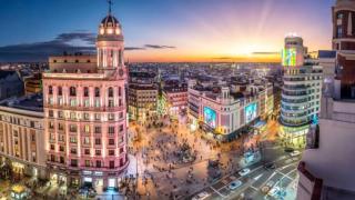 Vista aérea de la plaza de Callao en Madrid.