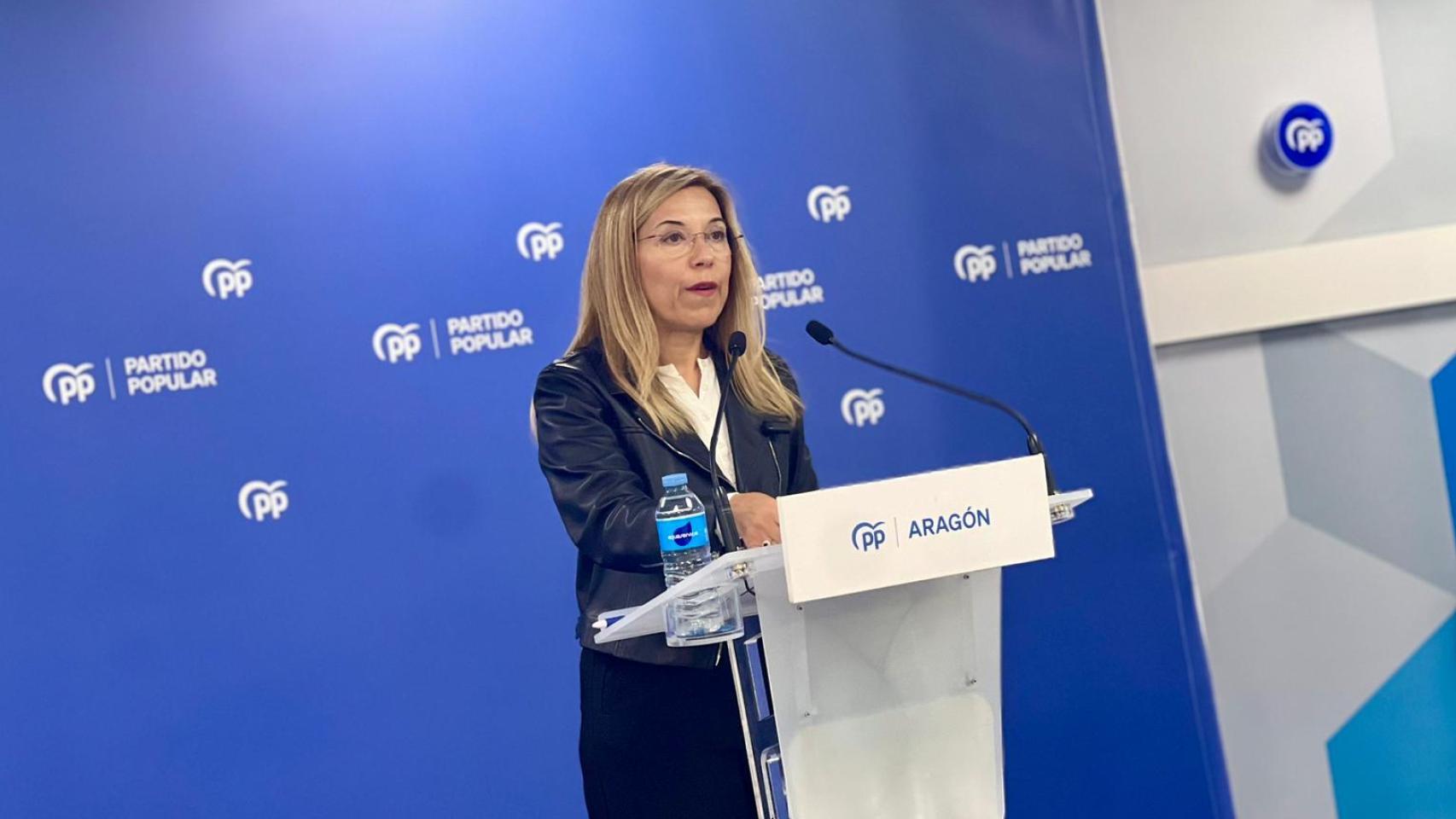 Ana Alós, este lunes, en la sede del PP-Aragón.