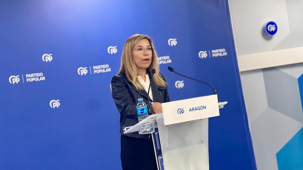Ana Alós, este lunes, en la sede del PP-Aragón.