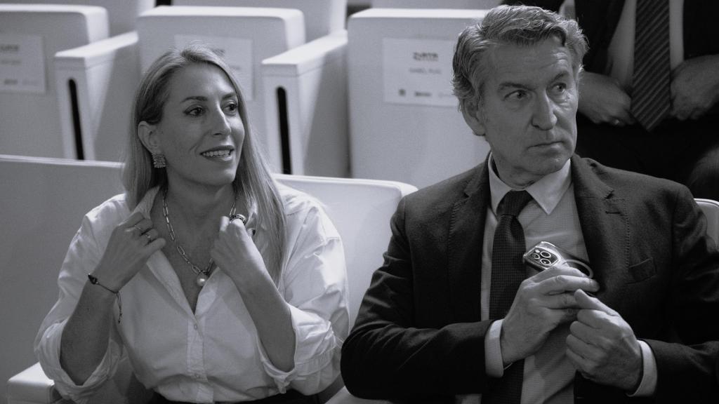 María Guardiola y Feijóo, este lunes en Madrid.