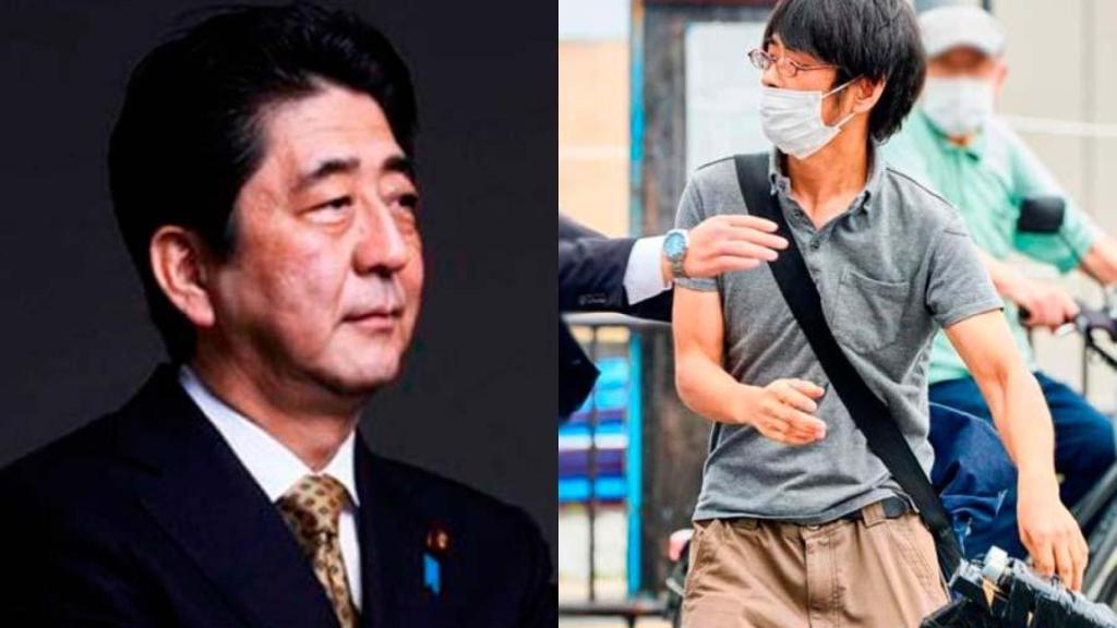 El exprimer ministro de Japón, Shinzo Abe, a la izquierda. A la derecha, su asesino, Tetsuya Yamagami.