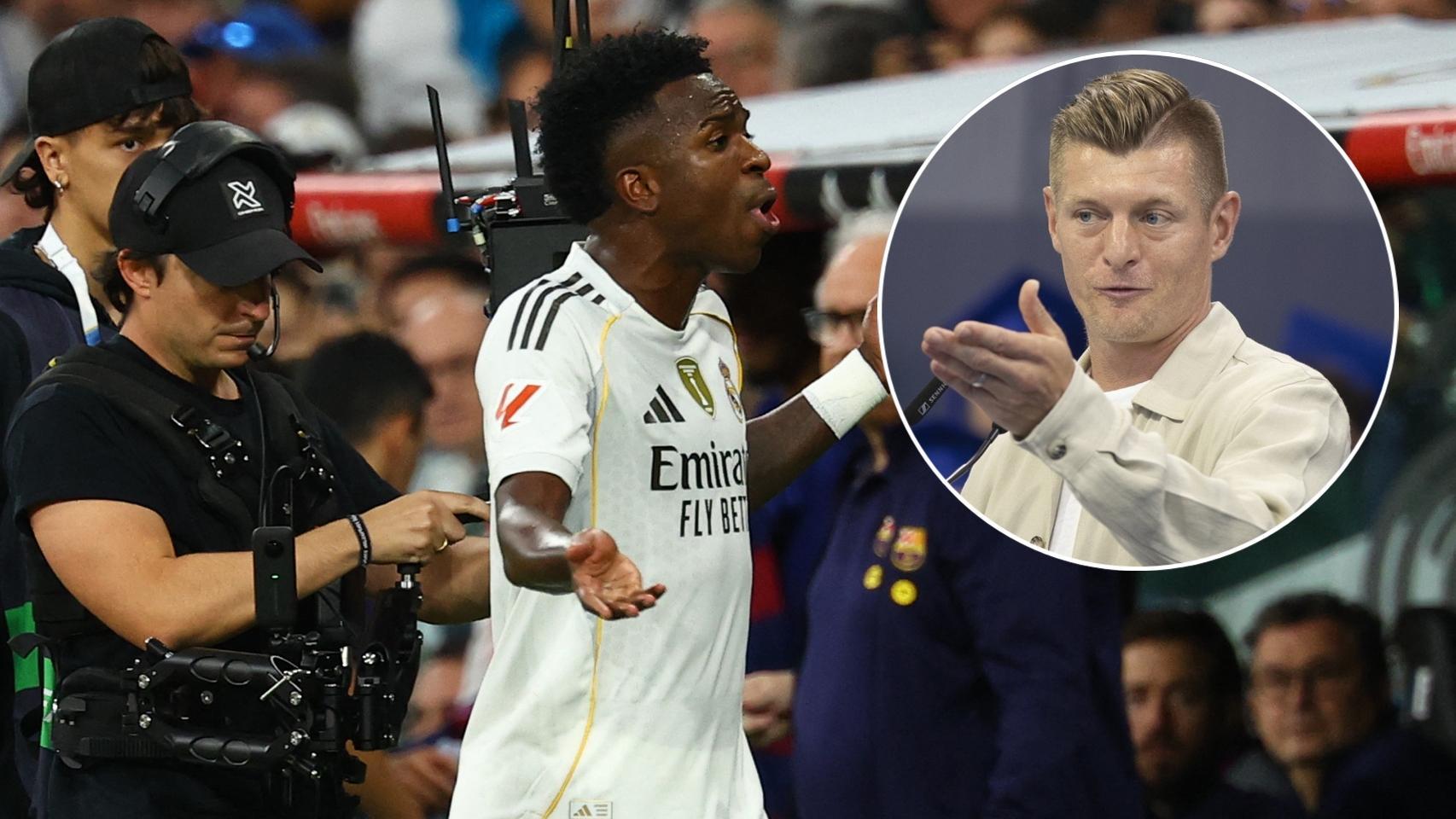 El enfado de Vinicius en El Clásico y Kroos, en un collage