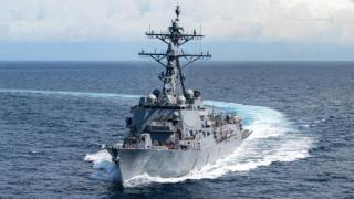 La nave DDG 128 Ted Stevens durante sus pruebas de mar previas a su entrega a la US Navy. (HII)