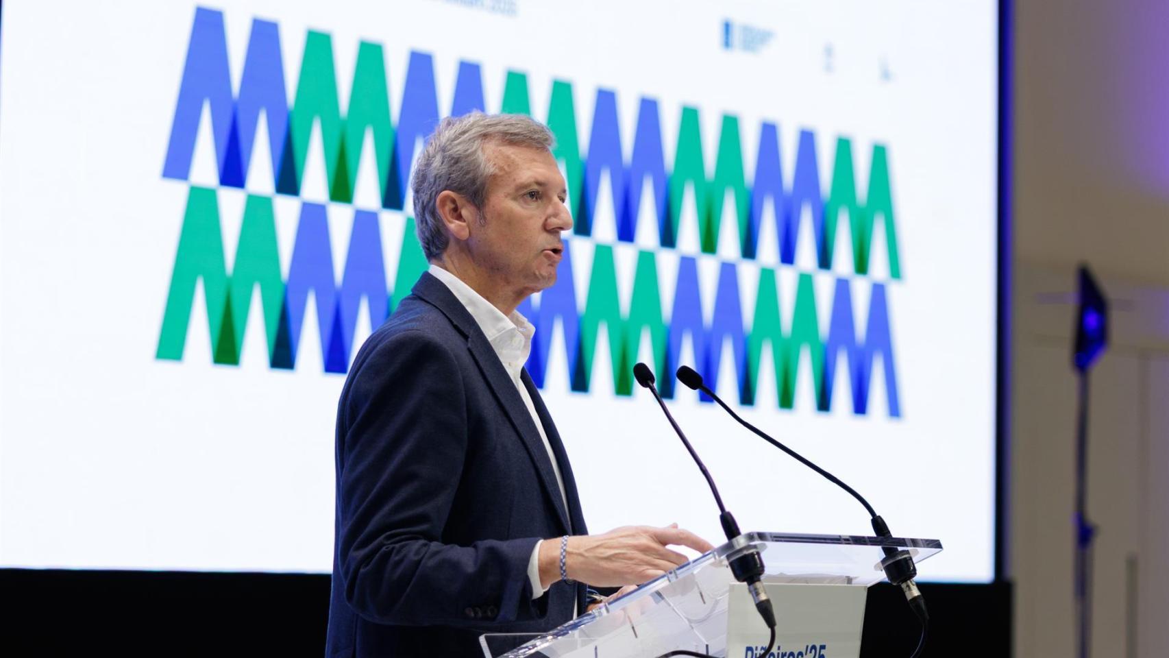 El presidente de la Xunta, Alfonso Rueda, en el V Encontro Intersectorial do Ecosistema Forestal de Galicia 'Piñeiros 25'.