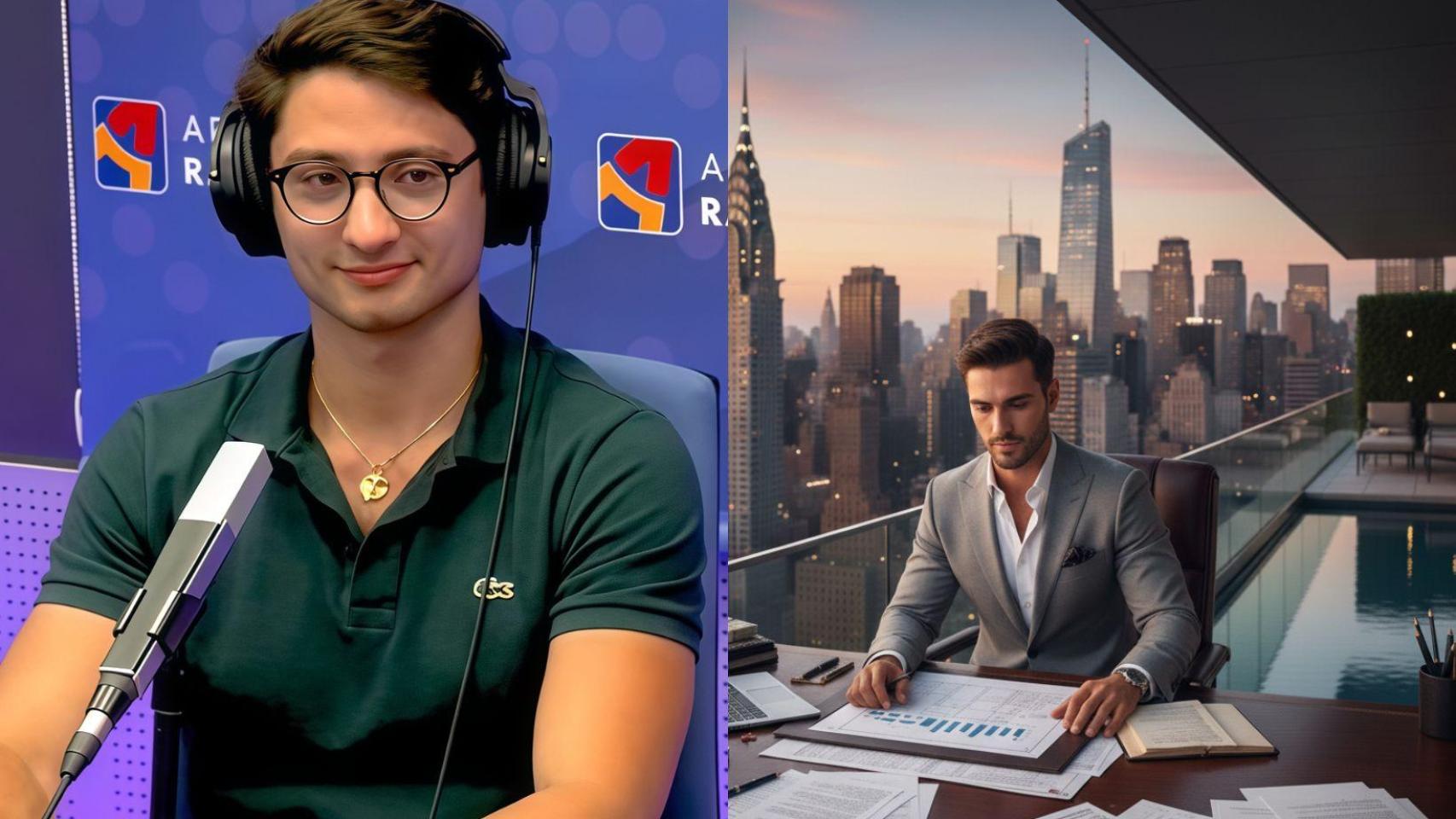 Miguel Ángel y un joven empresario trabajando creado con IA.