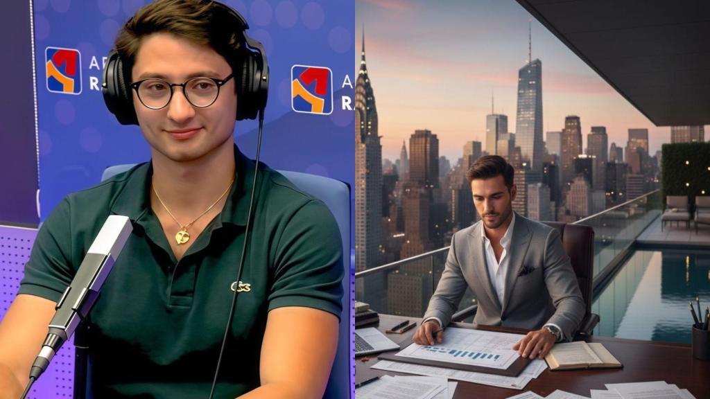 Miguel Ángel y un joven empresario trabajando creado con IA.