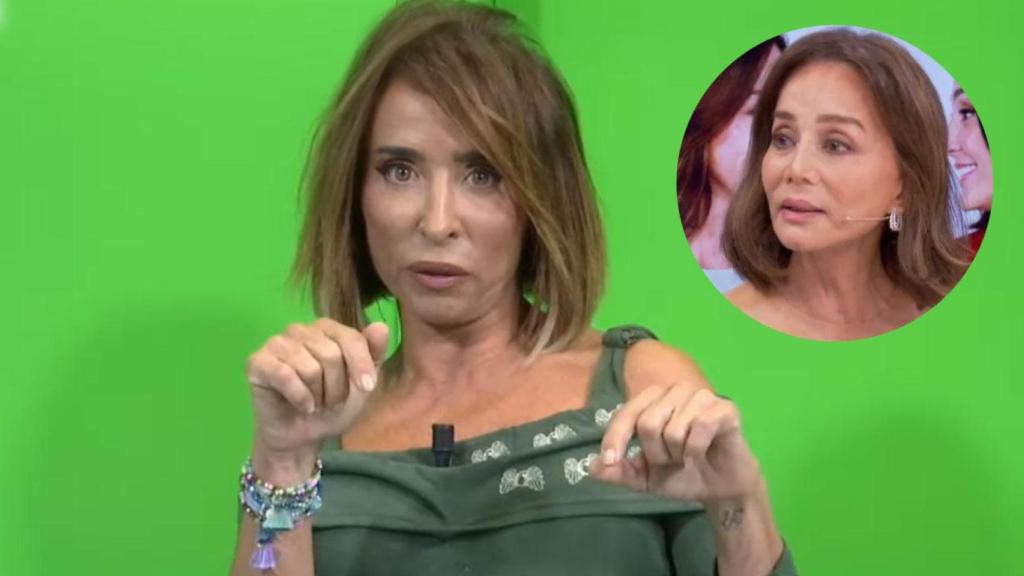 María Patiño, en 'No somos nadie', junto a una imagen de Isabel Preysler.
