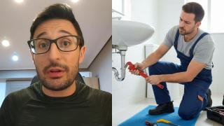 Emanuel y la imagen de un fontanero creado con IA.