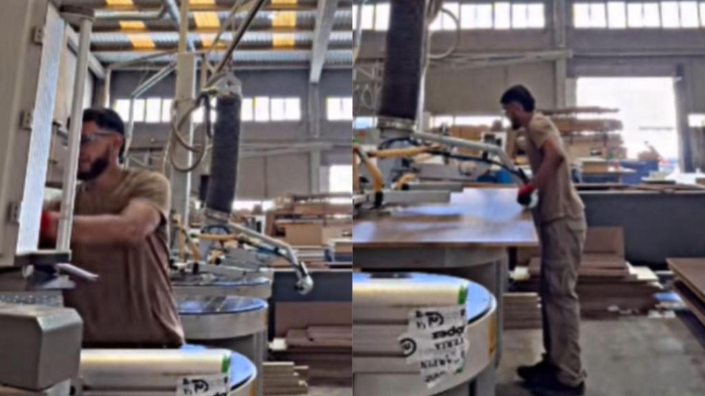 Montaje del hombre trabajando.