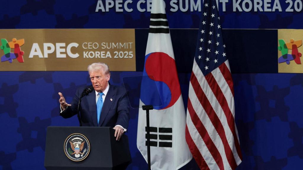 Donald Trump durante su discurso en la cumbre de la APEC.