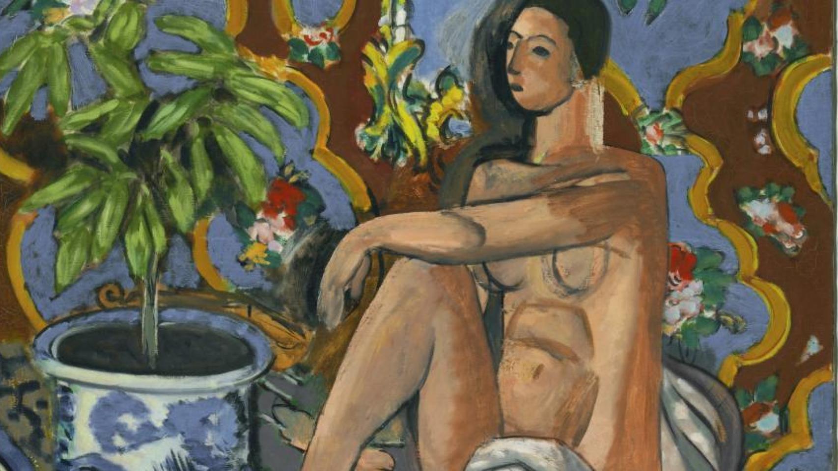 Henri Matisse, Figura decorativa sobre fondo ornamental, invierno de 1925-1926. © Succession H. Matisse/ VEGAP/ 2025. Fotografía: © Centre Pompidou, MNAM-CCI/Philippe Migeat/Dist. Grand Palais