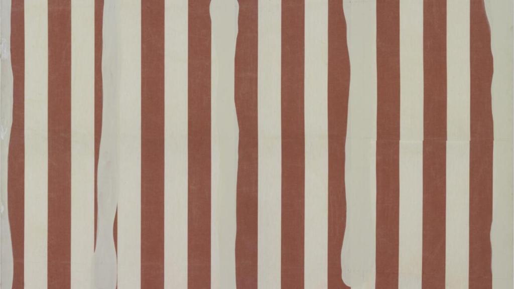 Daniel Buren, Pintura de formas indefinidas, mayo de 1966. © DB, VEGAP, Barcelona, 2025. Fotografía: © Centre Pompidou, MNAM-CCI/Audrey Laurans/Dist. GrandPalaisRmn