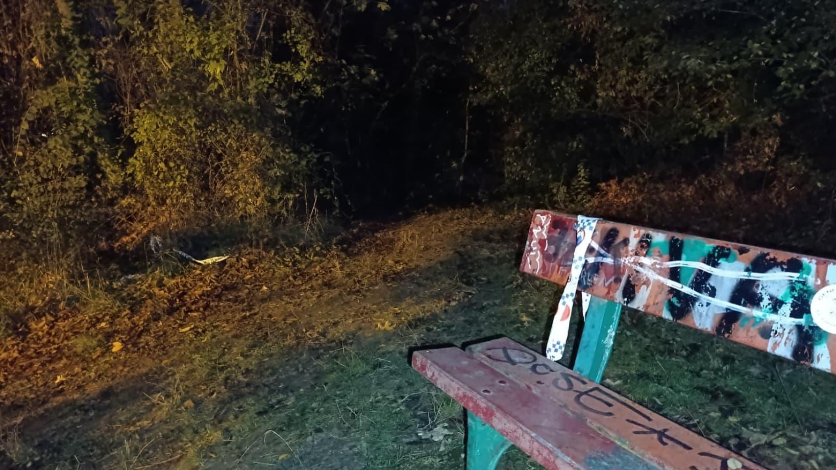 El punto del sendero conocido como 'camino del seminario' donde se produjo la agresión sexual a una joven la noche del viernes, en Pamplona.