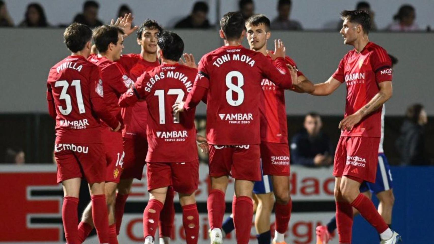 Celebración del gol del Real Zaragoza.