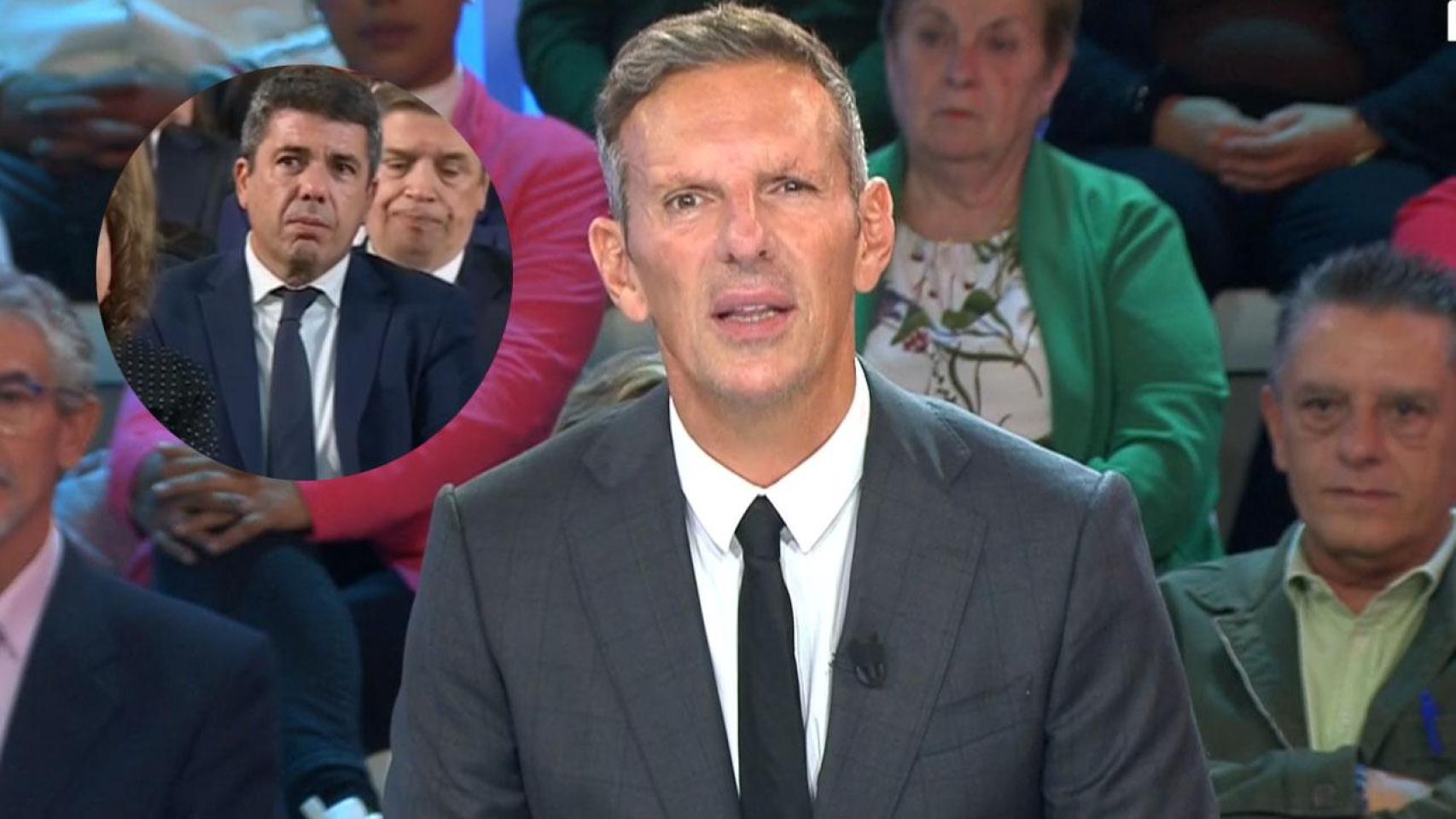 Joaquín Prat, en 'El tiempo justo', en un montaje junto a una foto de Carlos Mazón.