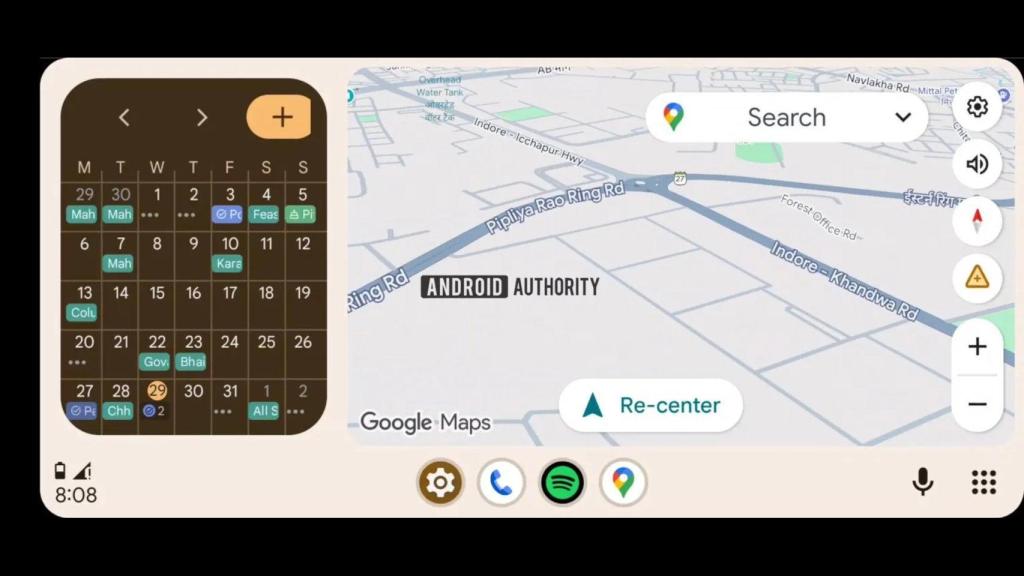 Widget de Google Calendar en Android Auto
