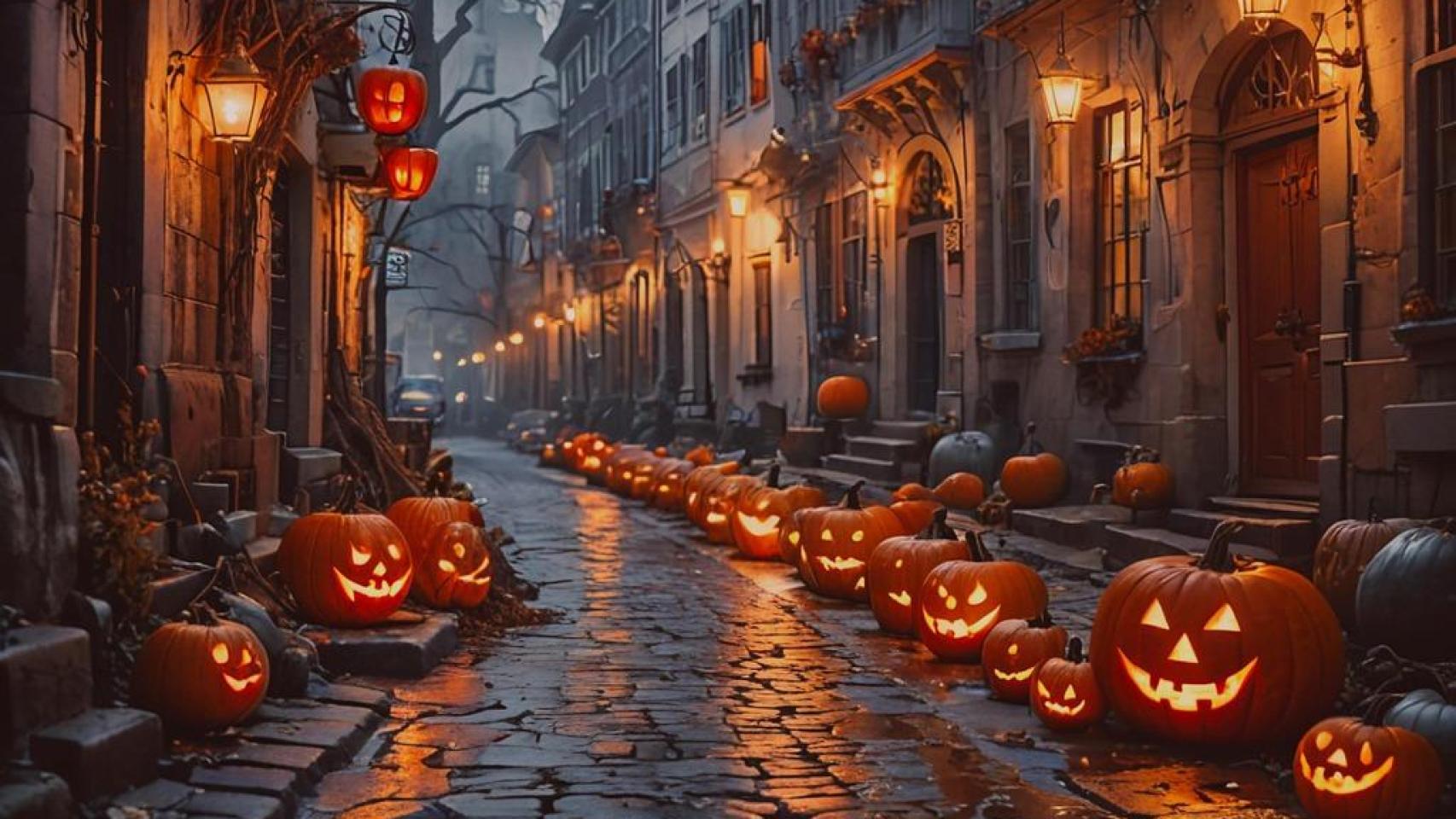 Calles la noche de Halloween.